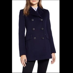 Fleurette Double Breasted Wool Peacoat in Navy